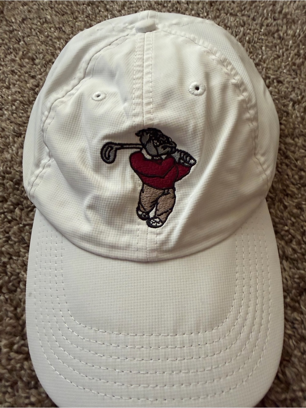 White Imperial Headwear Performance Golf Hat embroidered Bulldog